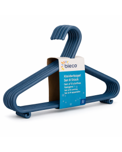 Kinder Kleiderbügel bieco 8er Set classic blau