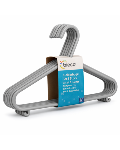 Kinder Kleiderbügel bieco 8er Set grau